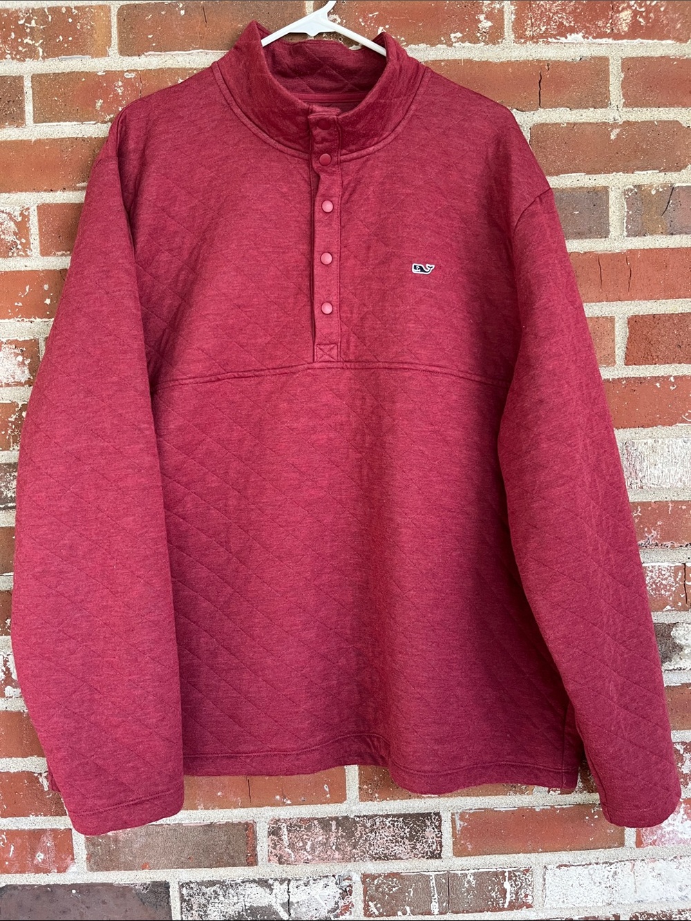 Vineyard Vines Quilted Snap Pullover in Burgundy Size XXL